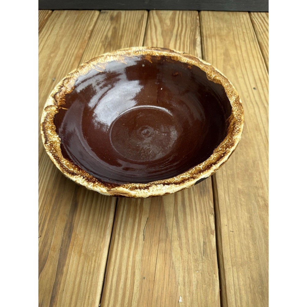 Vintage Robinson Ransbottom Brown Drip Glaze Stoneware Serving Mixing Bowl 11.5"